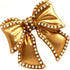 Baroque Vintage Imitated Pearl Hemmed Gold Metallic Bow Brooch Pin Costume Jewelry...