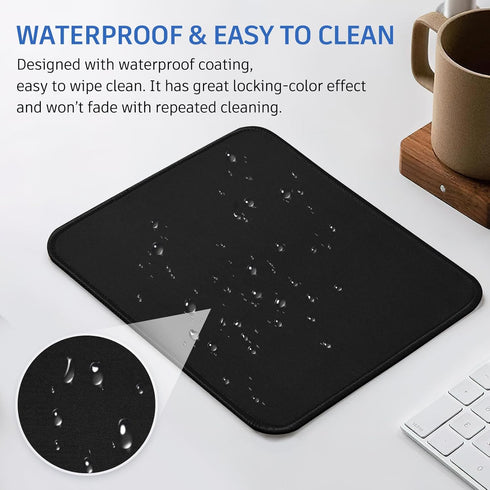 Black Mouse Pad, Nice and Cute Mouse Pad, Splash-proof Textured 10.2 x 8.2Inch, Stitched Edge Non-Slip Waterproof Rubber Mouse Pad...