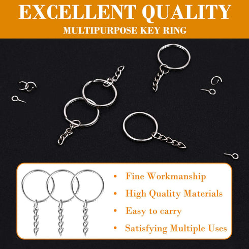 Keychain Rings for Crafts, Flasoo 360Pcs Keychains for Resin Include Key Rings with Chain, Jump Rings, Screw Eye Pins for DIY Keychain Making...