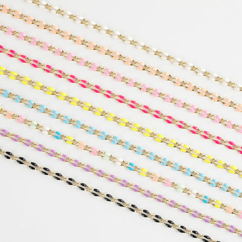 Gold Plated Brass Chains for Necklace DIY Jewelry Supplies, 2 Meters Light Blue Oil Drip Cable Bulk Chain Jewelry Making Supplies Findings...