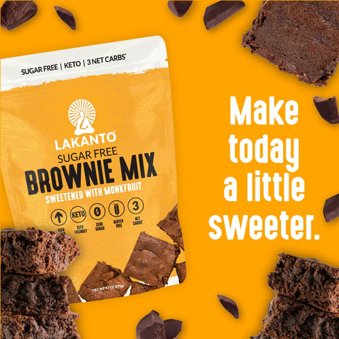 Lakanto Sugar Free Brownie Mix - Sweetened with Monk Fruit Sweetener, Keto Diet Friendly, Delicious Dutched Cocoa, High in Fiber, 3g Net Carbs, Gl...