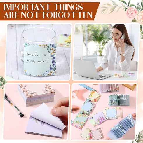 Clabby 15 Pads Pop up Sticky Notes 3 x 3 Inch Floral Sticky Notes Refills Cute Sticky Pads Pop up Note Pads Flower Self Sticky Notes Memo Notes fo...