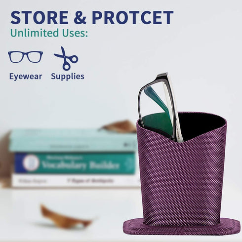 2 Pcs a Set, Plush Lined Eyeglasses Holder Stand Case Protective Glasses Case for Desks...