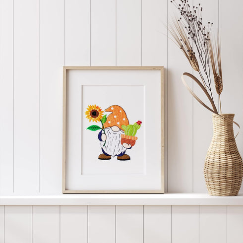 Nuberlic Sunflower Embroidery Kit for Beginners, Full Set of Stamped Gnome Cross Stitch Kit for Adults Including Embroidery Threads, Hoops and Ins...