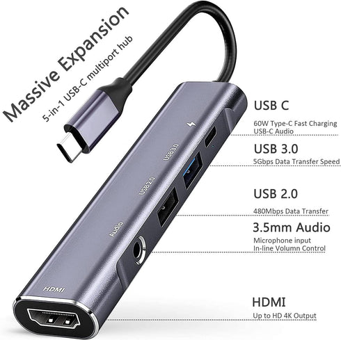 USB C to HDMI Adapter Dex Dock for Galaxy S25/S24/S23/S22/Note20/TabS9/S8/S7,Type-c hub with 3.5mm Audio Jack,4K HDMI,USB3.0,PD 60W,Adapter for iP...