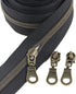 Leekayer #5 Antique Brass Metallic Nylon Coil Zippers by The Yard Bulk 10 Yards Black Zipper Tape with 25pcs Brass Sliders for DIY Sewing Tailor C...
