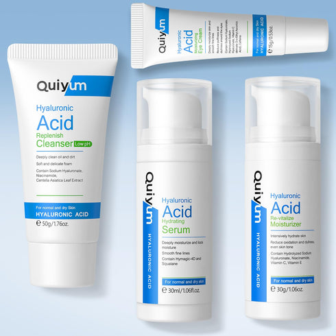 Hyaluronic Acid Skin Care Set, Hydration Kit for Women Teen Girls, Low pH Cleanser, Moisturizer, Serum, Eye Cream, Anti Aging, Firming, Travel Siz...