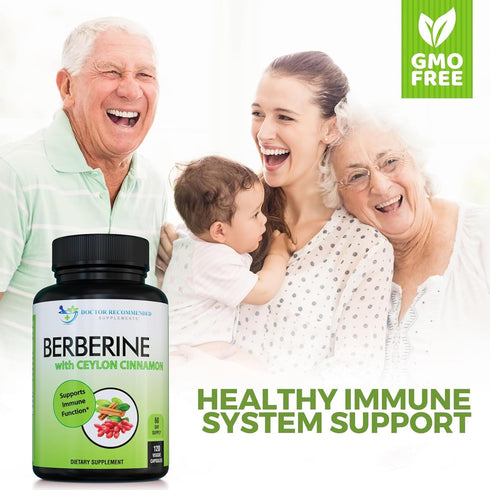 DOCTOR RECOMMENDED SUPPLEMENTS Berberine with Ceylon Cinnamon - 1200mg Berberine & 100mg Organic Ceylon Cinnamon - 120 Veggie Capsules, Healthy Im...