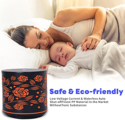 Iron Rose Essential Oil Diffuser, Aromatherapy Diffuser, Ultrasonic Cool Mist Humidifiers Aromatherapy Diffuser 7-Colors Night Light 3in1 with Aut...