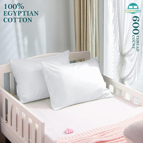 Travel Pillow Case 12x16 Size Set of 2 Envelope Closure Toddler Pillowcase 600 Thread Count 100% Soft Egyptian Cotton Travel Pillow Covers 12 x 16...