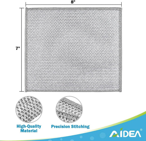 AIDEA Multipurpose Wire Dishwashing Rag for Wet and Dry, 12PK Multipurpose Cleaning Pads, Non-Scratch Wire Dishcloths for Cookware, Sinks, Dishes,...