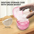 Travel Denture Case Denture Soaking Container with Brush, Denture Cleaning Case Retainer Bath Box Case False Teeth Container - Leak Proof & Lid Wa...