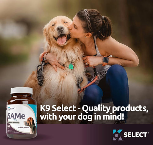 SAM-e for Small and Medium Adult Dogs, 60 Tablets, 90mg Active S-Adenosyl L-Methionine, SAM-e Supplement for Dogs, Hepatic Health, Cognitive Suppl...