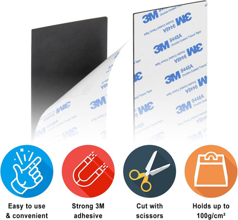 Magnetic Strips with 3M Strong Adhesive Backing (5.9 x 2.35 inches) Magnetic Tape with Adhesive Backing Heavy Duty Magnet Strips for Refrigerator ...
