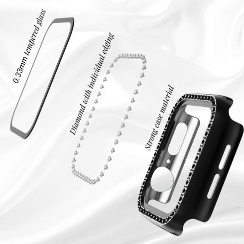 Recoppa Compatible for Apple Watch Case with Screen Protector 45mm Series 7, Bling Crystal Diamond Rhinestone Ultra-Thin Bumper Full Cover Protect...