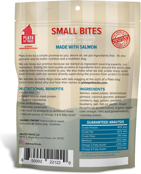 PLATO Fish Dog Treats Variety Pack: (1) Small Bites Salmon 2.5oz, (1) Mini Thinkers Salmon 3oz, (1) Baltic Herring 3oz...