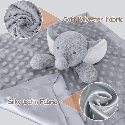 Elephant Baby Security Blanket Loveys for Babies Boys Girls, 15" Soft Baby Lovey Unisex Lovie, Baby Snuggle Toy Elephant Stuffed Animal, Grey Elep...