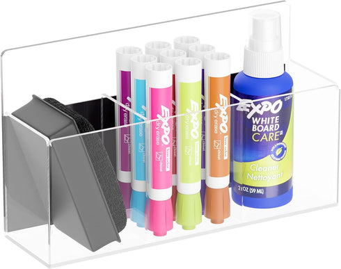 Acrylic Magnetic Dry Erase Marker Holder, Magnetic Pen Pencil Cup Holder Organizer for Whiteboard, Fridge, Locker - Clear......