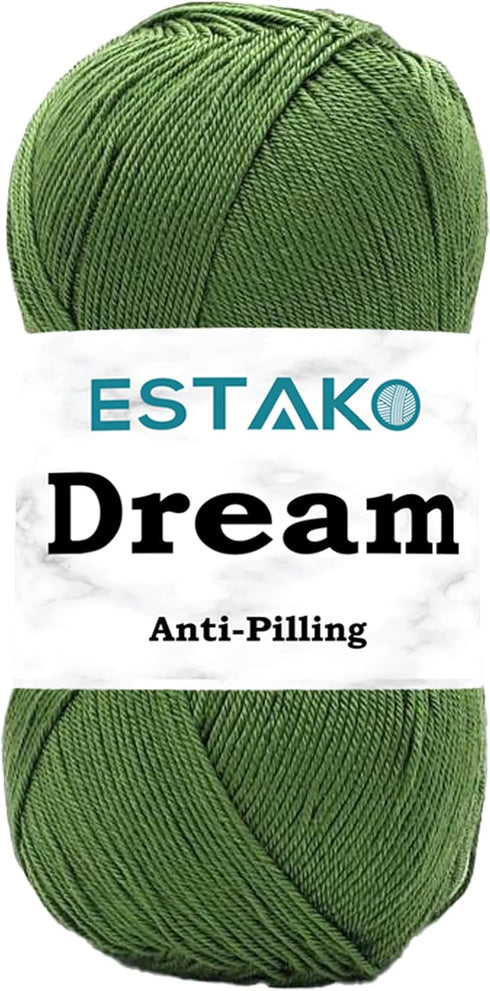 Estako Dream, 100% Microfiber Acrylic Yarn, Soft, Super Fino/Fingering weight (1) for Crochet and Knitting 3.5 Oz (100g) / 382 Yrds (350m) (74023 ...