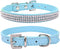 Puppy Collar Cute Dazzling Sparkling Elegant Fancy PU Leather Bling Rhinestone Crystal Jeweled Pet Cat Dog Collar (XS, Blue)...