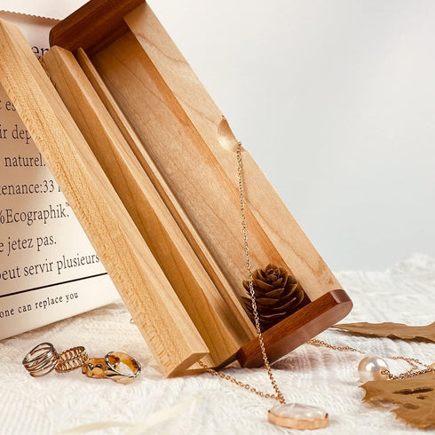 Maple Wood Box Gifts For Mom From Daughter,Wooden Gift Box Wedding Gifts For Couples Unique 2023,Wood Pen Box/ Necklace Box/Jewelry Gift Box/Brace...