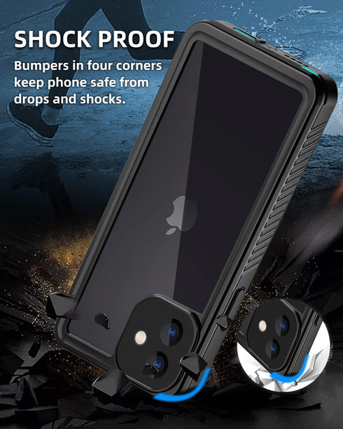 WIFORT for iPhone 12 Mini Waterproof Case Built-in Screen Protector Water Resistant Cover Protective Drop Protection Hard, Shockproof Full Body De...