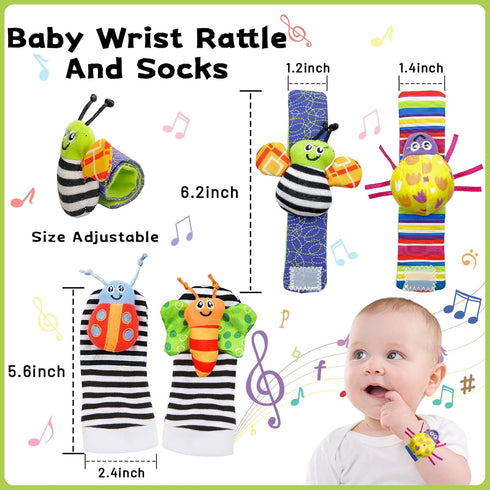Morofme Baby Rattle Socks & Wrist Toys Infant Wrist Rattles and Foot Rattles Newborn Hand & Foot Toys Arm Hand Bracelet Rattle Foot Finder Socks B...