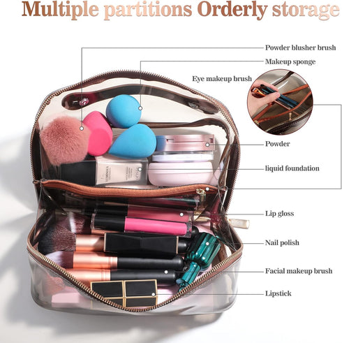 BS-MALL Cosmetic Bags Travel Case Makeup Bag High Capacity Waterproof Travel Makeup Case Organizer, For Women Toiletry Bag (A-Brown)......