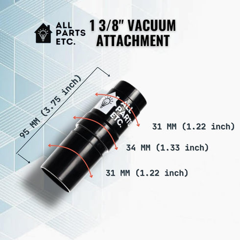 ALL PARTS ETC 1.25" Flexible Vacuum Crevice Tool with 2 Adapters (1.5" & 1.375") – 24" Long for Cleaning Under Refrigerators, Furniture & Applianc...