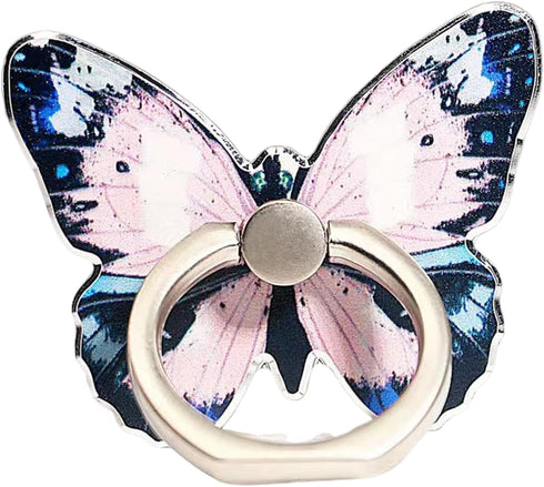 Butterfly Cell Phone Ring Stand Holder, Cute Butterfly Pattern Painted Metal Finger Stand Kickstand 360°Rotation Phone Ring Holder Stand Ring Hand...