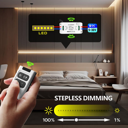 DieseRC Wireless LED Light Strip Dimmer Switch DC 5V~30V 10A Relay Receiver Controller with 2 Remote Controls......
