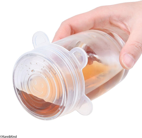 Silicone Stretch Lids - Set of 6 - Stretchable Airtight and Leak Proof Seals - Keeps Your Food Fresh - Reusable Covers for Bowls, Pots, Pans, etc....