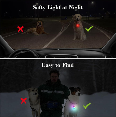 Rechargeable Dog Lights 2Pack LED Dog Collar Lights Clip on with 4 Lighting Modes Dog Safety Red Lights Harness Leashes Light for Dog Night Walkin...