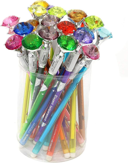 7" DIAMOND Shaped Multicolor Ink GEL PEN (24 PACK) For Writing, Drawing, Notes...
