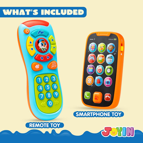 JOYIN My Learning Remote and Phone Bundle with Music, Fun Smartphone Toys for Baby, Infants, Kids, Boys or Girls, Holiday Stocking Stuffers, Birth...