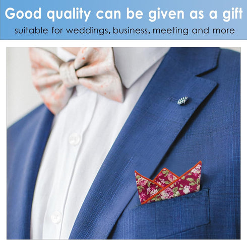 Mantieqingway Cotton Floral Handkerchiefs for Men 5 PCS Pocket Squares with 1 Holder, for Wedding Party Tuxedo Suit Jacket...