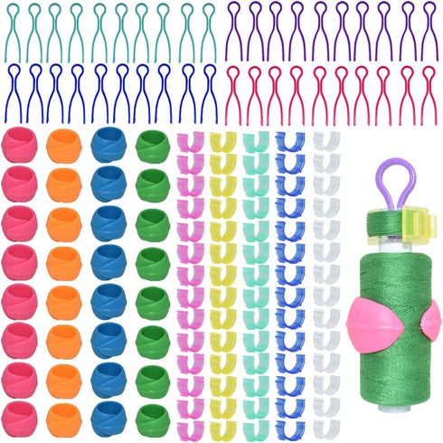 142 Pcs Bobbin Thread Organizing Clips, 70 Bobbin Holder Clips Color Thread Clips Holder, 32 Silicone Holder Bobbin Holders, 40 Bobbin Thread Hold...