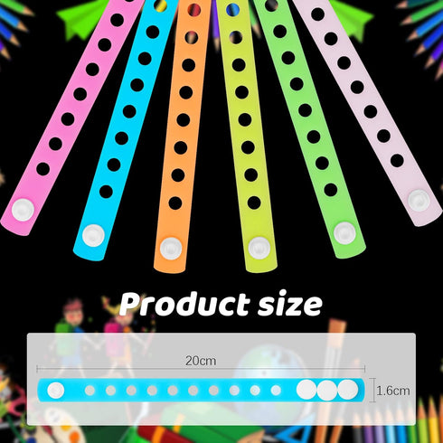 Sotiff 30 Pieces Glow in the Dark Silicone Wristbands Kids Silicone Charm Bracelets Adjustable for Boys and Girls Swimming Identify Shoe Charms Mo...