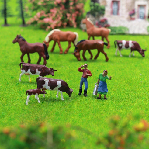 Farm Animals Figure Set,AN8706 36PCS 1:87 Well Painted Farm Animals Cows Horses Figures for HO Scale Model Train Scenery Layout Miniature Landscap...