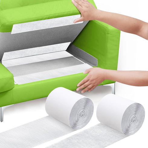 4.4" x 10 FT Hook and Loop Tape for Couch Cushions, Heavy Duty Adhesive Tape Roll, Anti Slip Rug Gripper, Wall Adhesive Strips, No Punching Wall M...