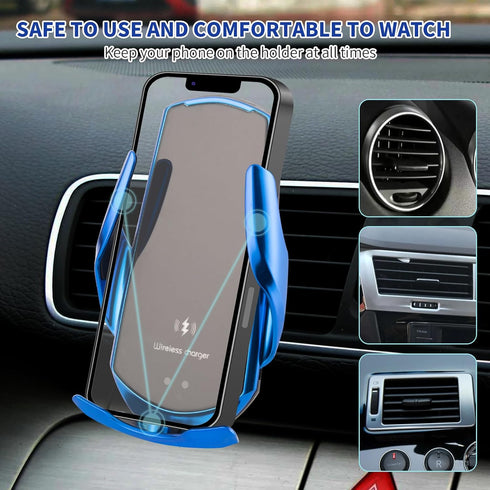 Wireless Car Charger Car Phone Holder Mount Wireless Charging 15W Fast Charging Auto Clamping Car Charger Phone Mount Phone Holder fit for All And...