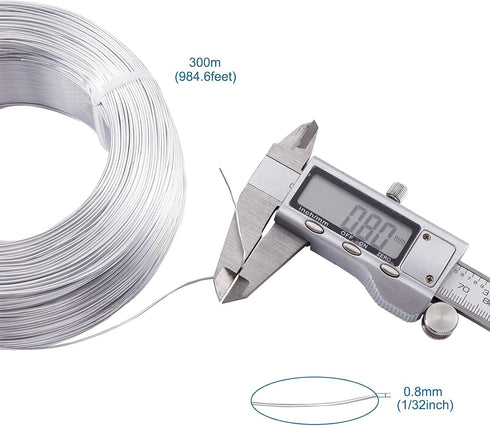 Pandahall 984 Feet Silver Aluminum Craft Wire 20 Gauge Flexible Metal Wire for Jewelry Making...