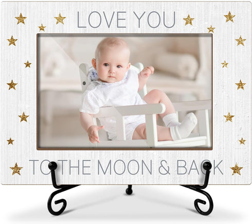Baby Wooden Photo Frame Mothers Day Gifts Love Gifts for Mom Grandma Nana, Wooden Photo Frame with Iron Stand for Tabletop or Desktop Display, Hom...