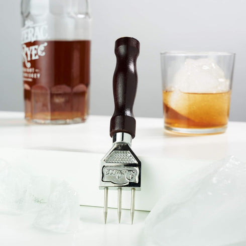 Viski 3 Pronged Ice Pick, Wood Handle Stainless Steel Ice Shaper, Bar & Cocktail Tools...