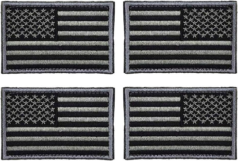 Antrix 4 Pcs Tactical Regular and Reversed Gray American Flag Patch Hook & Loop Embroidered America Flag Uniform Applique Emblem Badge Patch for B...