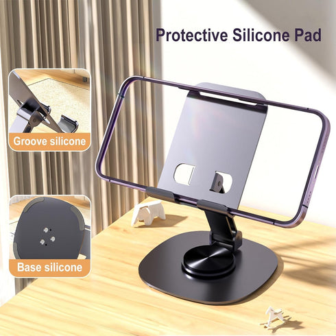 360°Rotating Phone Holder for Desk, Portable & Foldable Cell Phone Stand for Office & Kitchen, Adjustable Tablet Stand for All Mobile Phones, iPho...