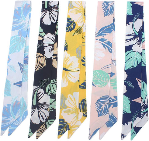 5pcs Creative Leaves Design Bag Handbag Handle Ribbon Scarf Hair Head Band Neck Scarf Neckerchief Scarf Fashion Gifts...