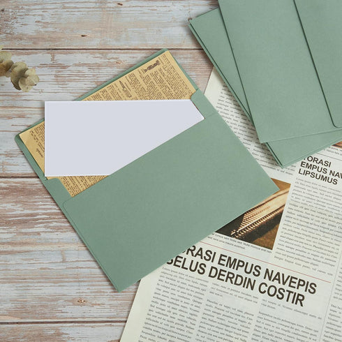 50 Pack 5 x 7 Envelopes Colored Self Seal for Wedding, Party Invitations, Greeting Cards, Announcements, Photos, 5.24 x 7.21 Inches (Sage Green)...