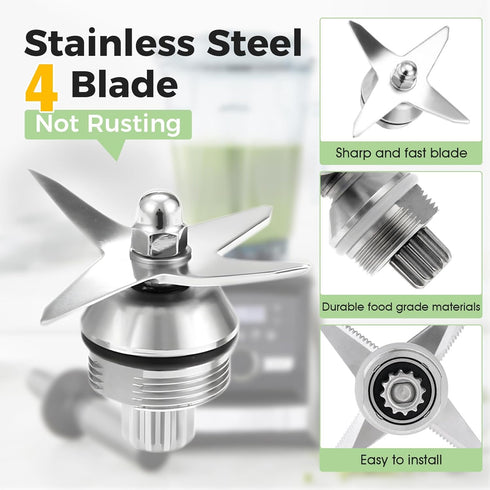 Vitamix Compatible Blender Blade Replacement Kit - 4 Wet Blades, Wrench, Retainer Nut, Drive Socket for 32oz & 64oz Containers...