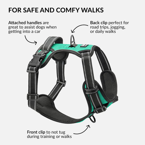 CollarDirect No Pull Reflective Dog Harness with Handle and Front Clip, Adjustible Soft Padded Vest for Small to Large Dogs Training and Walk (Siz...